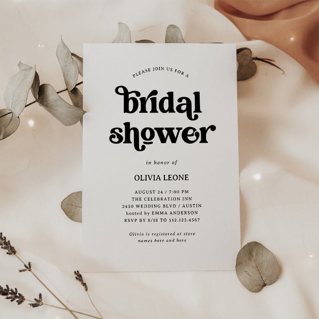Invitación Boho y retro negro y blanco | Ducha de novia (Subido por el creador)