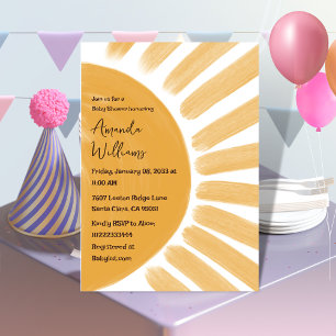 Invitación Boho Yellow Little Ray of Sunshine Baby Shower