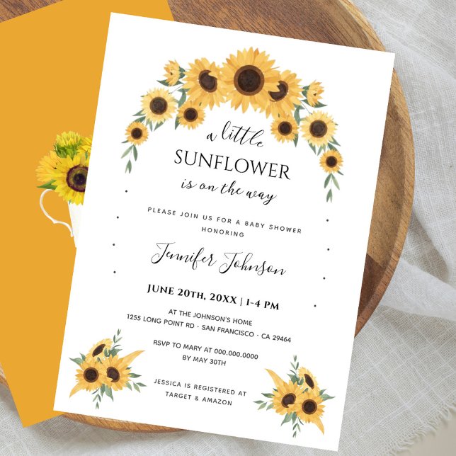 Invitación Boho Yellow Little Sunflower Baby Shower (Subido por el creador)