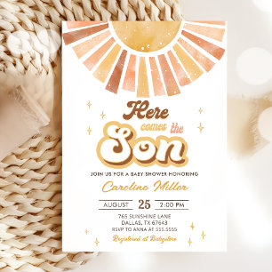 Invitación Boho Yellow Little Sunshine Baby Shower