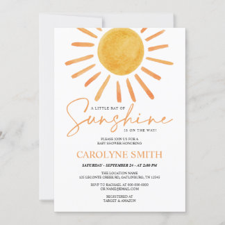 Invitación Boho Yellow Sunshine Watercolor Baby Shower