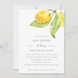 INVITACIÓN BOHO YELLOW WATERCOLOR FOLIAGE OLIVE BABY SHOWER
