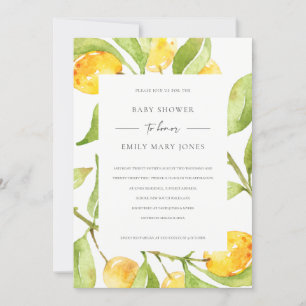 INVITACIÓN BOHO YELLOW WATERCOLOR FOLIAGE OLIVE BABY SHOWER