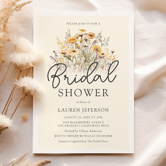 Invitación Boho Yellow Wildflower Bridal Shower (Subido por el creador)