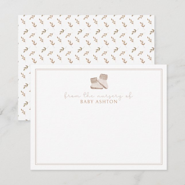 Invitación Boho, zapatos para bebés, de la guardería de (Anverso / Reverso)