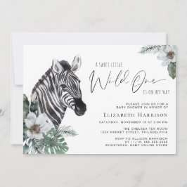 Invitación Boho Zebra Floral Watercolor Baby Shower