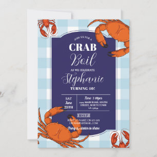 Invitación Boil cangrejo Fiesta de cumpleaños langosta de mar