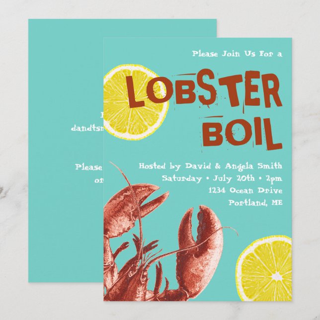 Invitación Boil de verano Fiesta Aqua (Anverso / Reverso)