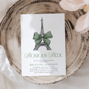 Invitación Bojour Bebe Elegant Parisian Baby Shower