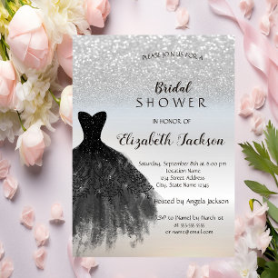Invitación Bokeh de brillo plateado, Desfile de novia con ves