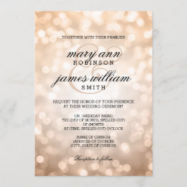 Invitación Bokeh de cobre ilumina una boda elegante