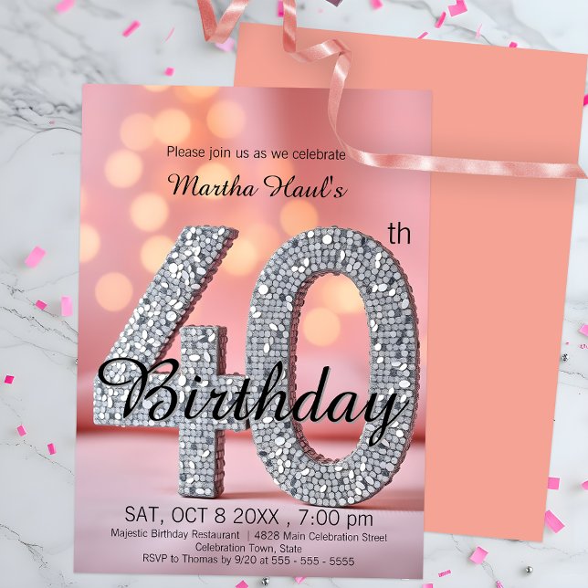 Invitación Bokeh de ensueño y secuela la celebración del 40 c (Subido por el creador)