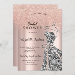 Invitación Bokeh de gálibo de oro Rosa,Ducha de novia con ves