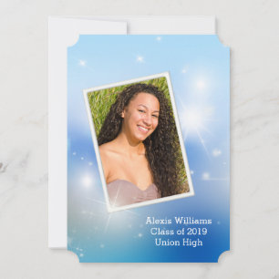Invitación Bokeh de graduación y estrellas