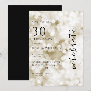 Invitación Bokeh de oro bonito 30 Fiesta de cumpleaños