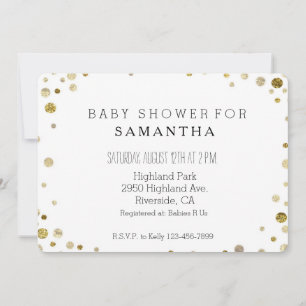 Invitación Bokeh de oro Confetti Dots baby ducha