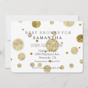 Invitación Bokeh de oro Confetti Dots baby ducha