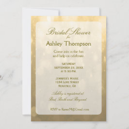 Invitación Bokeh de oro | Ducha de novia