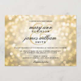 Invitación Bokeh de oro ilumina elegante boda