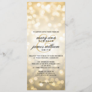 Invitación Bokeh de oro ilumina elegante boda