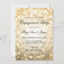 Invitación Bokeh de oro ilumina la fiesta de compromiso elega