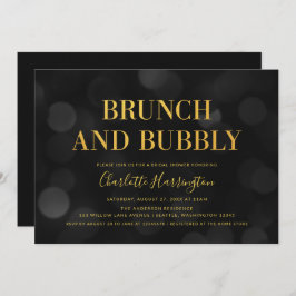 Invitación Bokeh oscuro ilumina Brunch y ducha de novia burbu