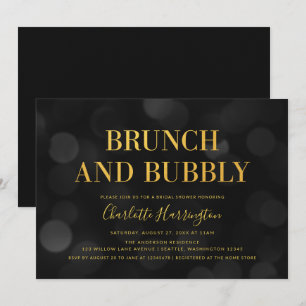 Invitación Bokeh oscuro ilumina Brunch y ducha de novia burbu