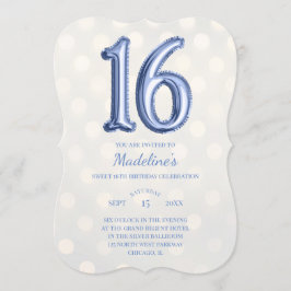 Invitación Bokeh Periwinkle Faux Relieve metalizado 16 cumple