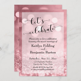 Invitación Bokeh, Purpurina rosado Rosa, celebremos