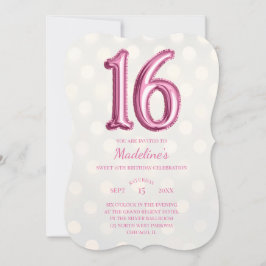 Invitación Bokeh rosa y oro y Relieve metalizado falso 16º cu