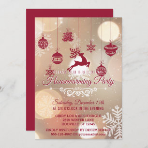 Invitación Bokeh Snowflakes Fiesta de invierno que calienta c
