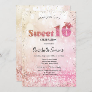 Invitación Bokeh Sweet 16