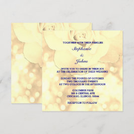 Invitación Bokek de oro Ivory Sepia Purpurina floral Boda