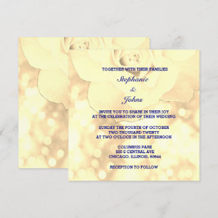 Invitación Bokek de oro Ivory Sepia Purpurina floral Boda