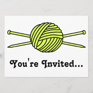 Invitación Bola amarilla de Yarn y agujas de punto