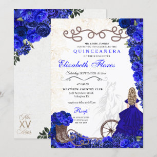 Invitación Bola azul real Ranchero Western Quinceanera