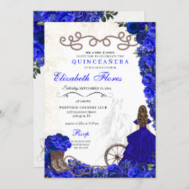 Invitación Bola azul real Ranchero Western Quinceanera