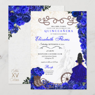 Invitación Bola azul real Ranchero Western Quinceanera