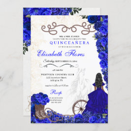 Invitación Bola azul real Ranchero Western Quinceanera
