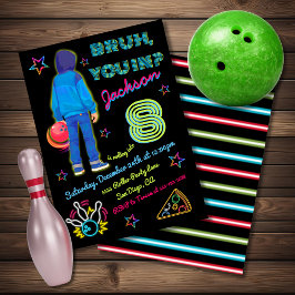Invitación Bola Bruh Neon Roller Patinaje Cumpleaños