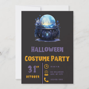 Invitación Bola de Cristal Azul Bonita Halloween Negro