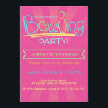 Invitación Bola de Cumpleaños Fiesta-Rosa<br><div class="desc">¡Invitación a la bolera de neón retro para el cumpleaños de su hijo!</div>