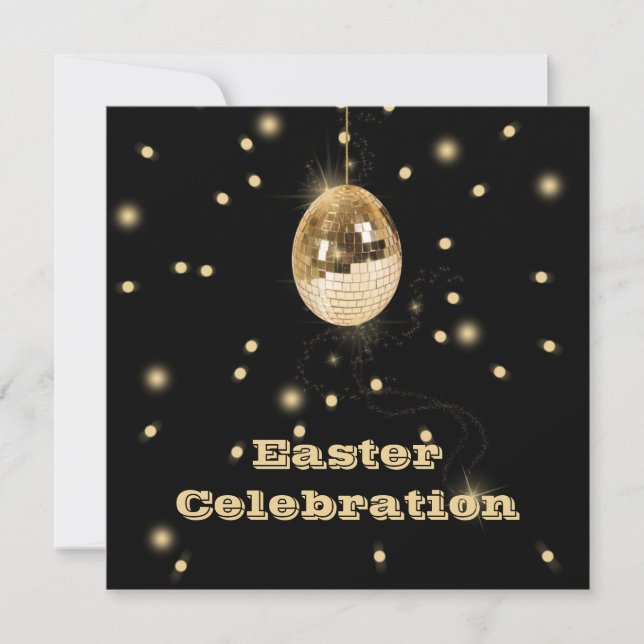 Invitación Bola de disco de oro de Pascua (Anverso)