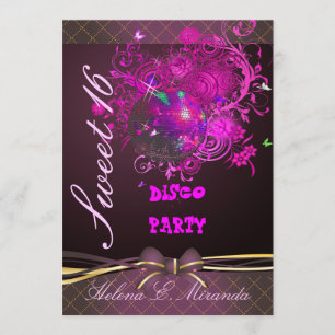 Invitación Bola de Disco PixDezines Dulces 16/ princesa/tiara