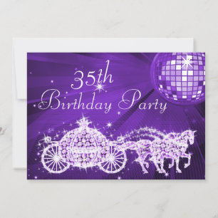 Invitación Bola de Disco, Princesa Carruaje y Caballos 35 Cum
