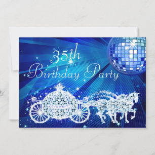 Invitación Bola de Disco, Princesa Carruaje y Caballos 35 Cum