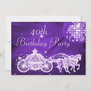 Invitación Bola de Disco, Princesa Carruaje y Caballos 40 Cum