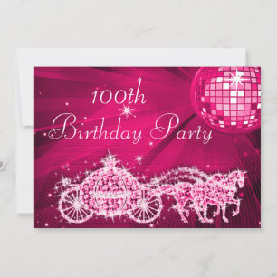 Invitación Bola de Disco, Princesa Carruaje y Caballos Cumple
