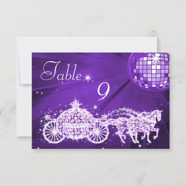 Invitación Bola de Disco, Princesa Carruaje y Caballos Doble  (Anverso)