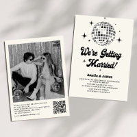 Bola de Disco Retro Negra y Blanca Código QR Boda